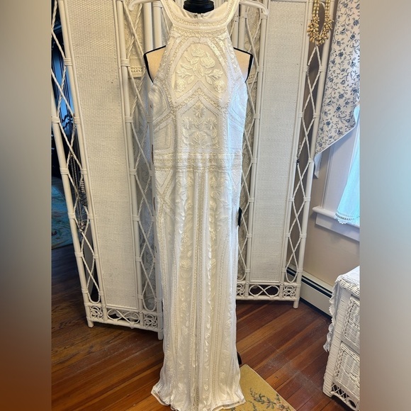 Lulu's Cream Embroidered Halter Jumpsuit - Picture 4 of 16